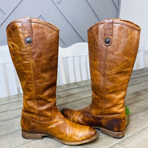 FRYE Melissa Button Cognac Boots Women's Size 9B - Picture 9 of 12